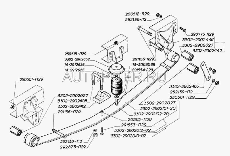 Кронштейн рессоры с шарниром (192х183х75) 33022902442 Газ