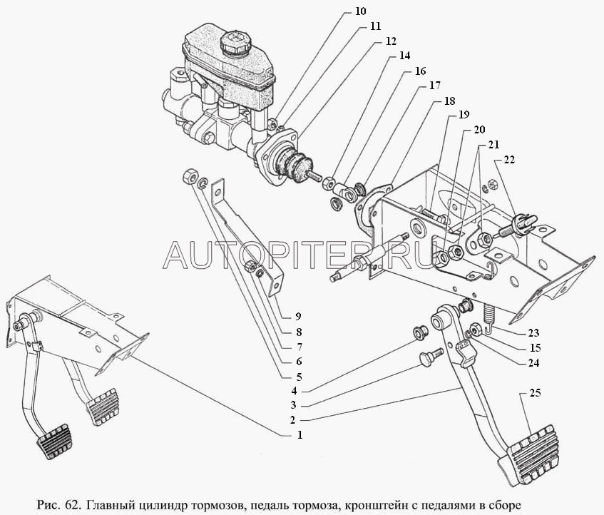 Педальтормоза ГАЗ-3307 33073504010 Газ