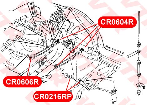 Сайлентблок поперечного рычага задней подвески. внутренний cr0606r Vtr