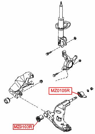 Сайлентблок рычага переднего задний левый mz0105r Vtr