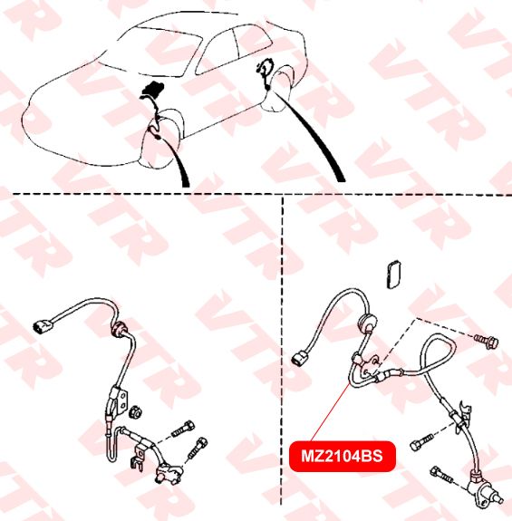 Датчик ABS задний правый для Mazda 323 (BJ) 1998-2003 MZ2104BS Vtr