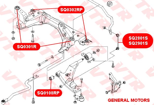 Сайлентблок передней балки для Chery CrossEastar (B14) 2007-2014 sq0301r Vtr