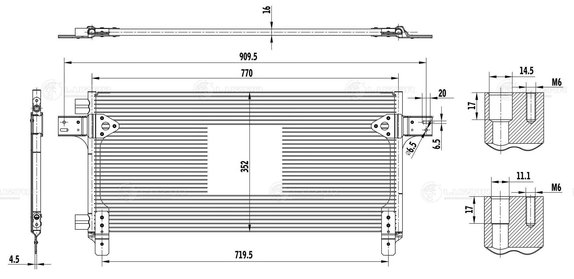 радиатор кондиционера! конденсер Aluminium/Aluminium 790x351x16 \MAN TGA 02--> LRAC3102 Luzar