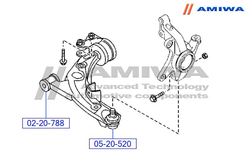 САЙЛЕНТБЛОК РЫЧАГА ПЕР MAZDA CX-7 06-, MPV LY 06- 0220788 Amiwa