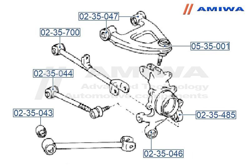 САЙЛЕНТБЛОК ЗАДНЕГО ВЕРХНЕГО РЫЧАГА, шт 0235047 Amiwa