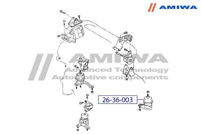 ПОДУШКА ДВС ЛЕВ LEXUS ES, RX / TOYOTA HARRIER, CAMRY, WINDOM, HIGHLANDER (ГИДРАВЛ) 2636003 Amiwa