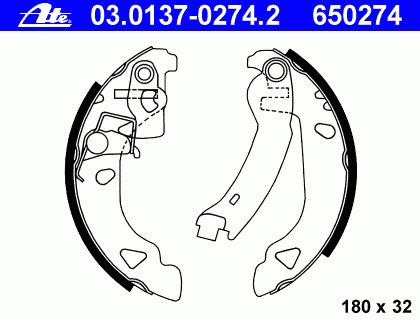 Комлект тормозных накладок 03.0137-0274.2 Ate