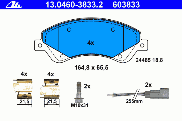 Комплект тормозных колодок, дисковый тормоз 13.0460-3833.2 Ate