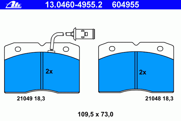 Комплект тормозных колодок, дисковый тормоз 13.0460-4955.2 Ate