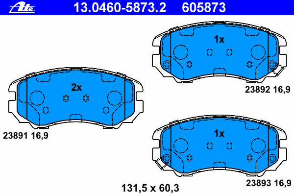 Комплект тормозных колодок, дисковый тормоз 13.0460-5873.2 Ate