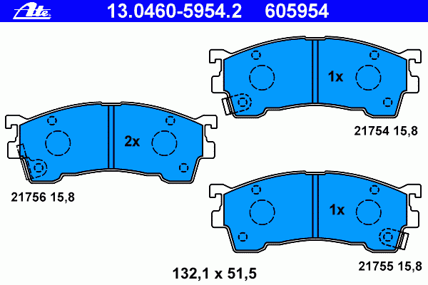 Комплект тормозных колодок, дисковый тормоз 13.0460-5954.2 Ate