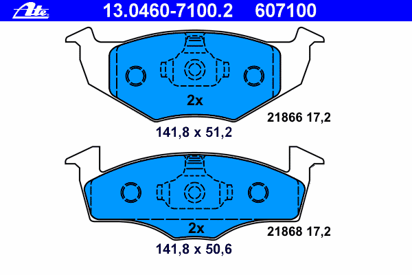 Комплект тормозных колодок, дисковый тормоз 13.0460-7100.2 Ate