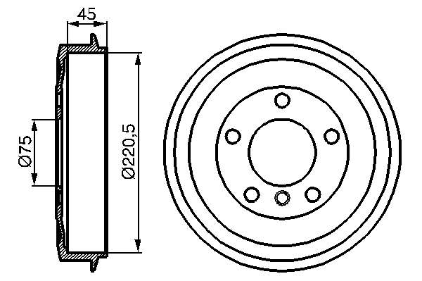 Тормозной барабан 0 986 477 043 Bosch