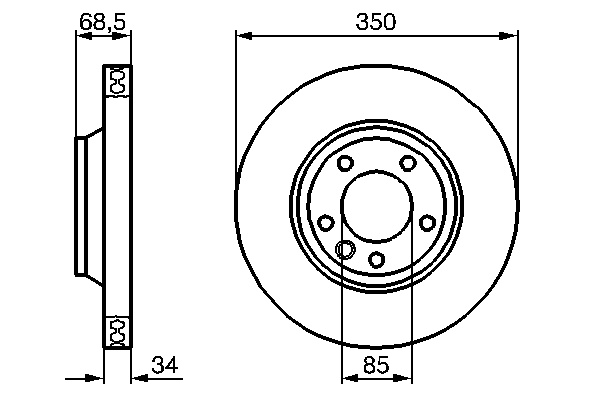 Диск тормозной передний вентилируемый правый для Porsche Cayenne 2010-2017 0 986 479 251 Bosch