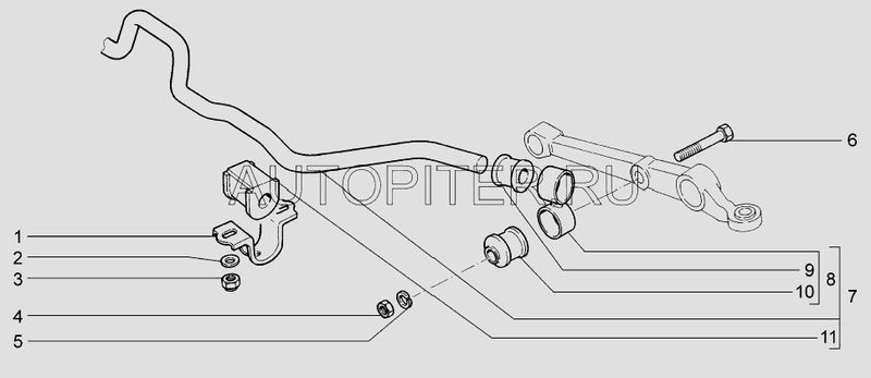 Стабилизатор поперечной устойчивости передний в сборе 11180290601000 Автоваз