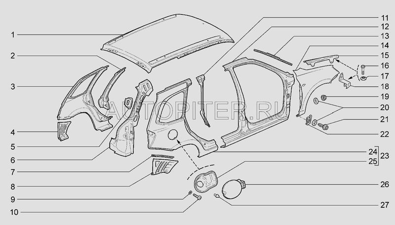 Кузовной элемент для VAZ Lada Kalina 2004-2013 11180540106000 Автоваз