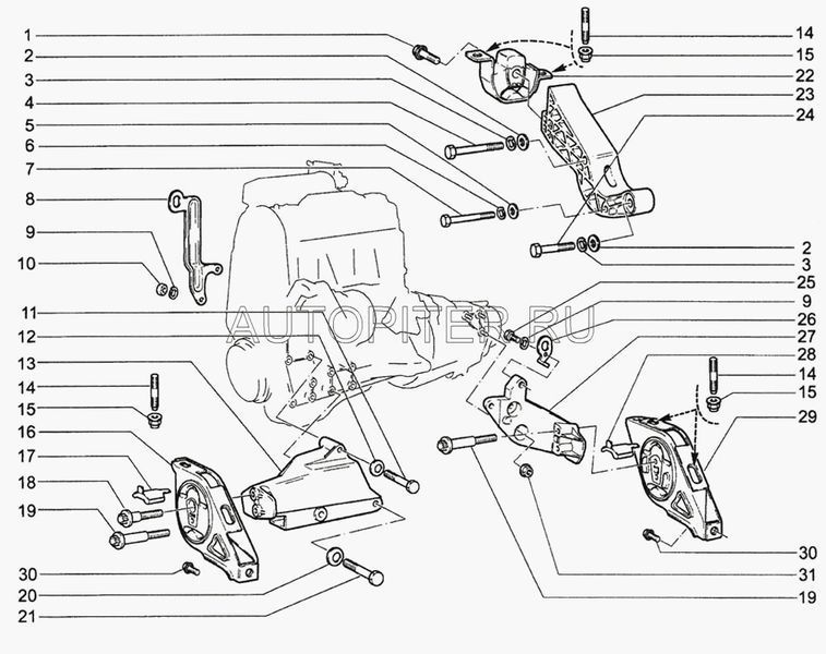 Кронштейн двигателя задний для VAZ Lada Granta 2011> 11181001032 Автоваз
