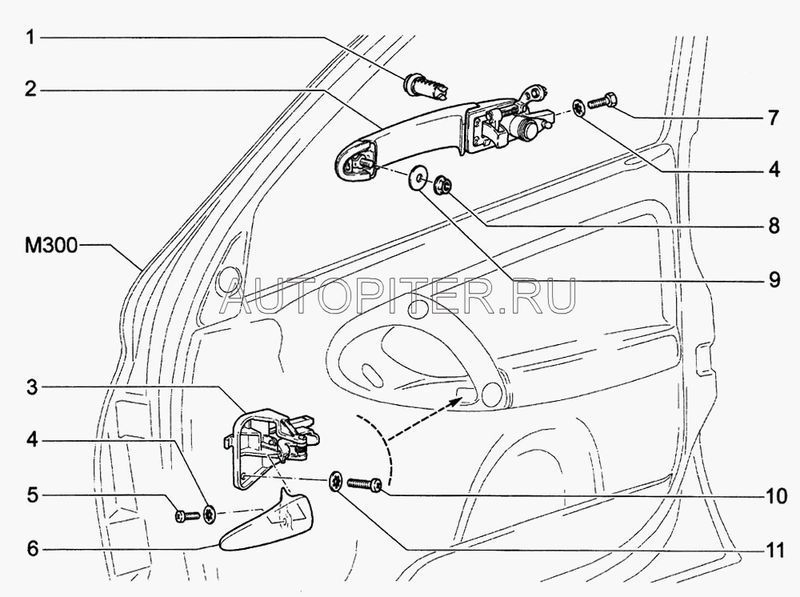 Ручка двери передней наружная правая для VAZ Lada Kalina 2004-2013 11186105150 Автоваз