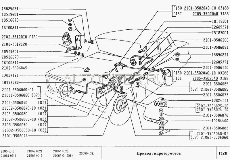 Шланг тормозной передний 2101 БРТ 2101350606001 Автоваз