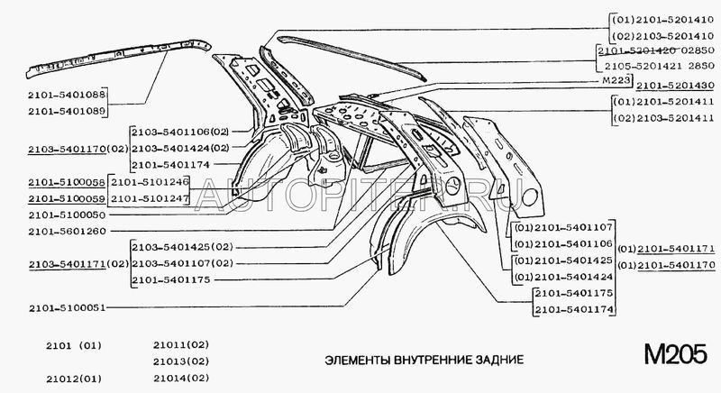 Арка заднего колеса для ВАЗ-2101 "Жигули" внутр. левая АвтоВАЗ 21015100051 Автоваз