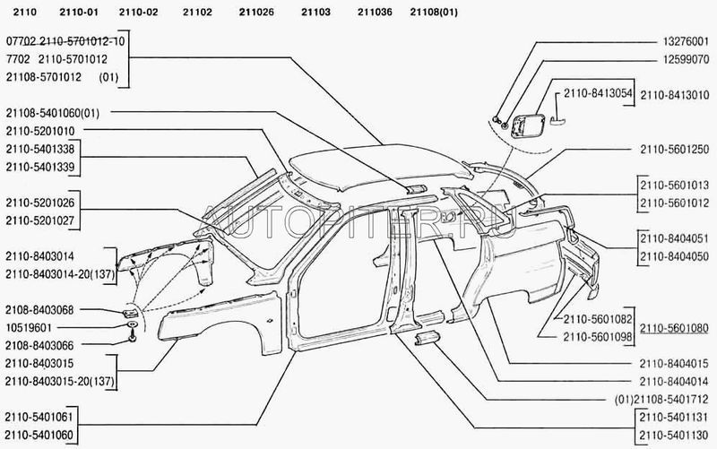 Панель крыши ВАЗ-2110 21105701012 Автоваз