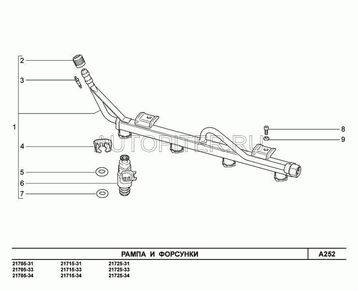 Рампа форсунок в сборе 21127114401000 Автоваз