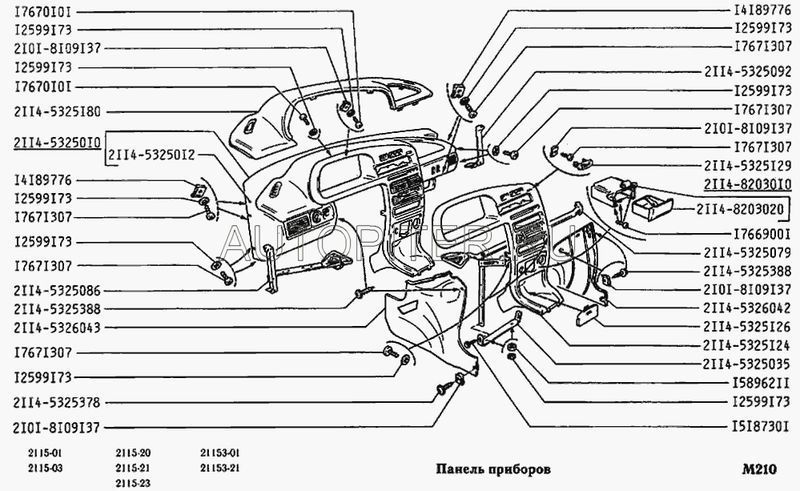 ОБЛИЦОВКА ЩИТКА ПАНЕЛИ ПРИБОРОВ 2114,2115 ЕВРО ТОРПЕД. ОАО ПЛАСТИК  21145325124 Автоваз