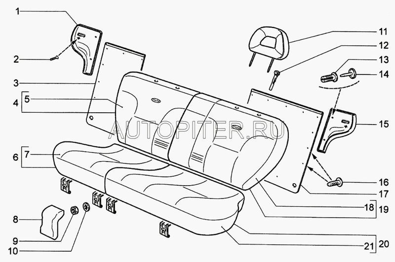 Облицовка ВАЗ1118,2123 петли сиденья заднего 21236824176 Автоваз