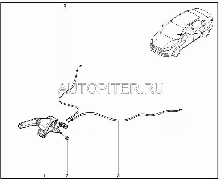 Рычаг ручного привода тормоза 360108002r Автоваз