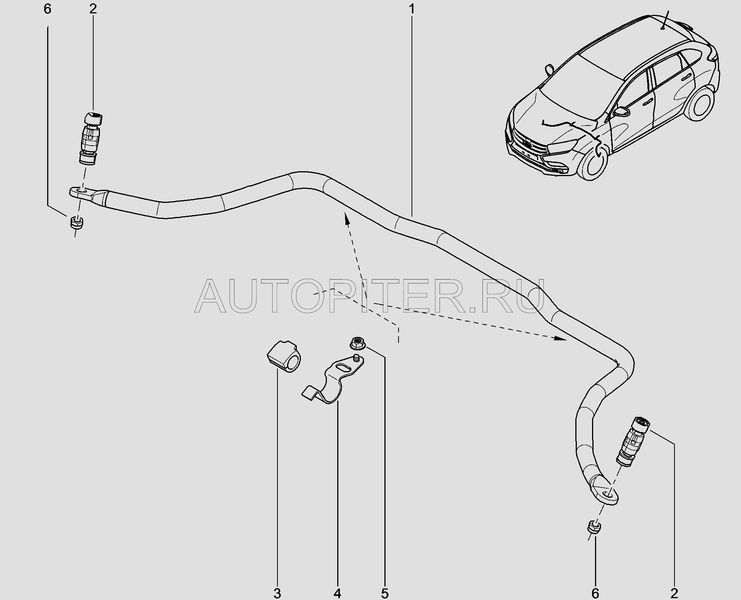 Стабилизатор поперечной устойчивости передний 546115934r Автоваз