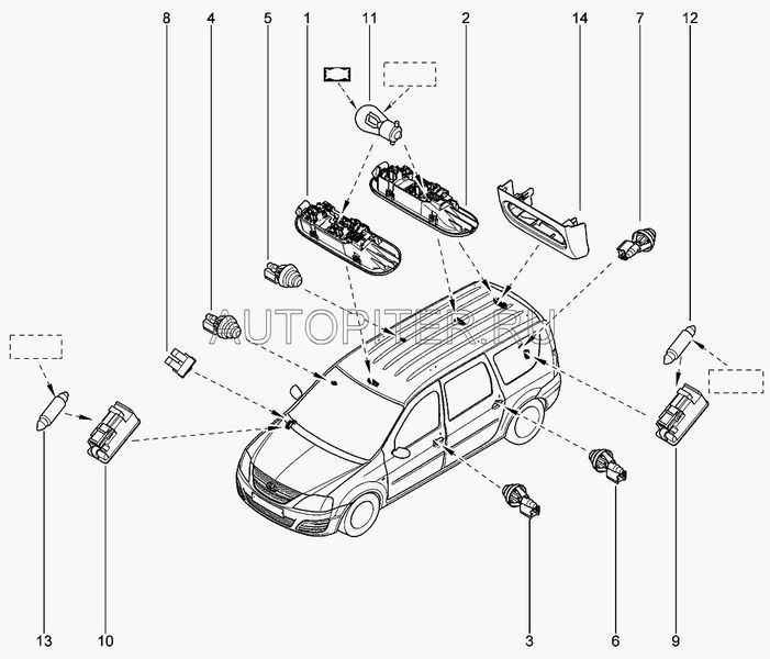 облицовка заднего плафона освещения 6001549126 Автоваз