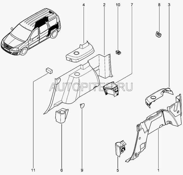 обивка арки и боковины правая 6001549623 Автоваз