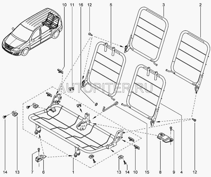 Рама спинки сиденья 8201038075 Автоваз