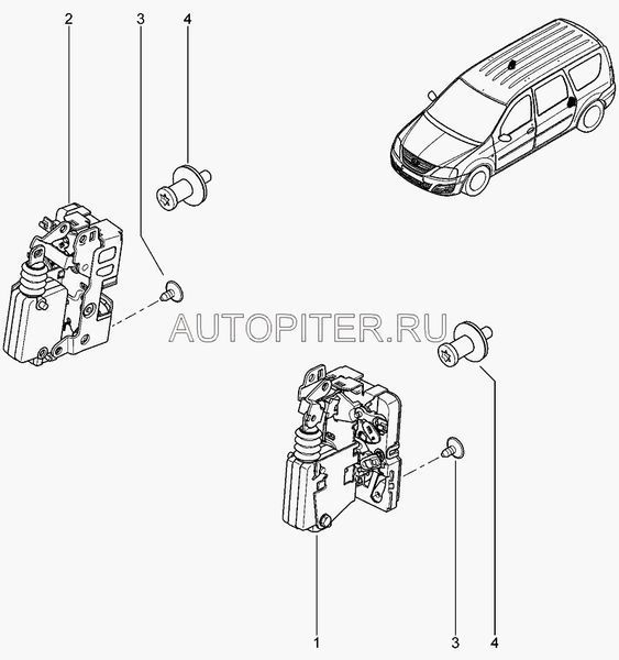 Замок задней левой двери электр. 825035198r Автоваз