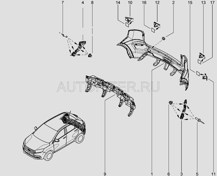 Кронштейн заднего бампера левый 850452011r Автоваз