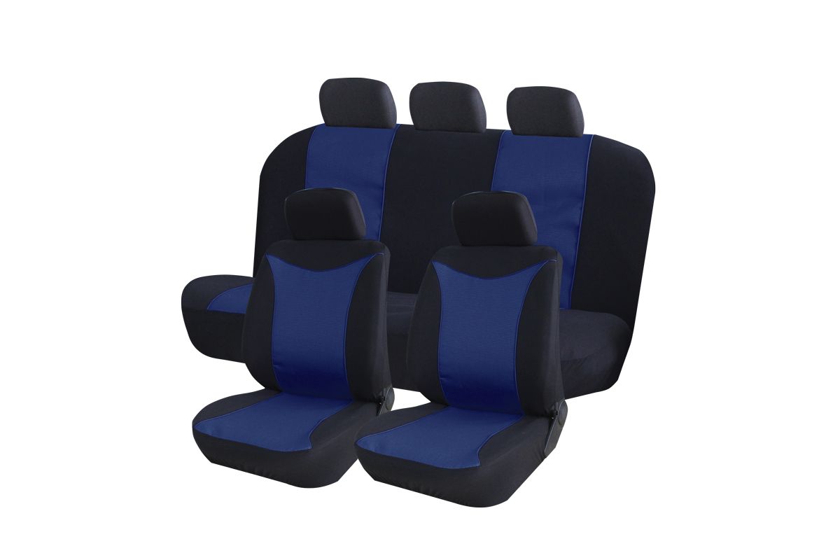 Чехлы универсальные на автомобильные сиденья,комплект "PRESTIGE",полиэстер/жаккард, черно-синие kt835618 Kraft