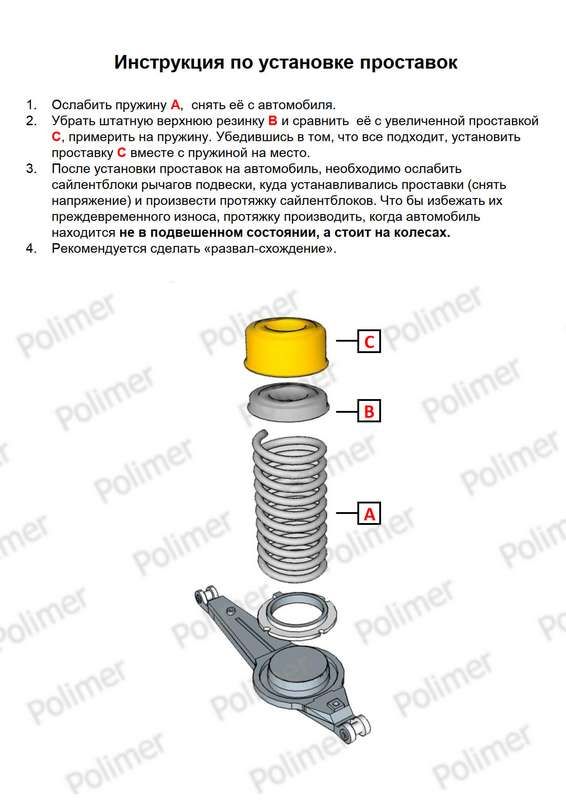 Проставки увеличения клиренса передних пружин TOYOTA - полиуретан 40 мм 011502540 Полимер