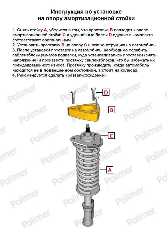 Проставки увеличения клиренса опор задних стоек  мм 121500430 Полимер