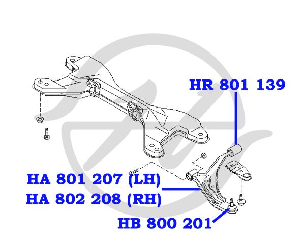 Рычаг подвески HA 801 207 передней (нижний, левый   (54501-0M010/54501-0M060) HA801207 Hanse
