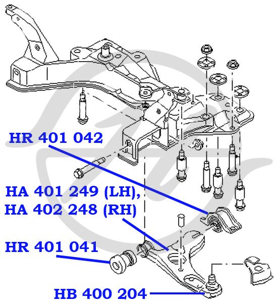 Сайлентблок переднего рычага задний для Ford Focus I 1998-2005 HR401042 Hanse