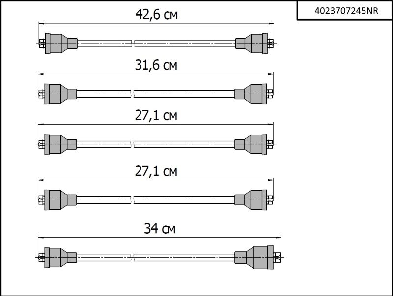 Провода зажигания ГАЗ,УАЗ,РАФ,ЕРАЗ карб.двиг. ЗМЗ-403 (без наконечников) Cargen NRG-- 4023707245nr Cargen