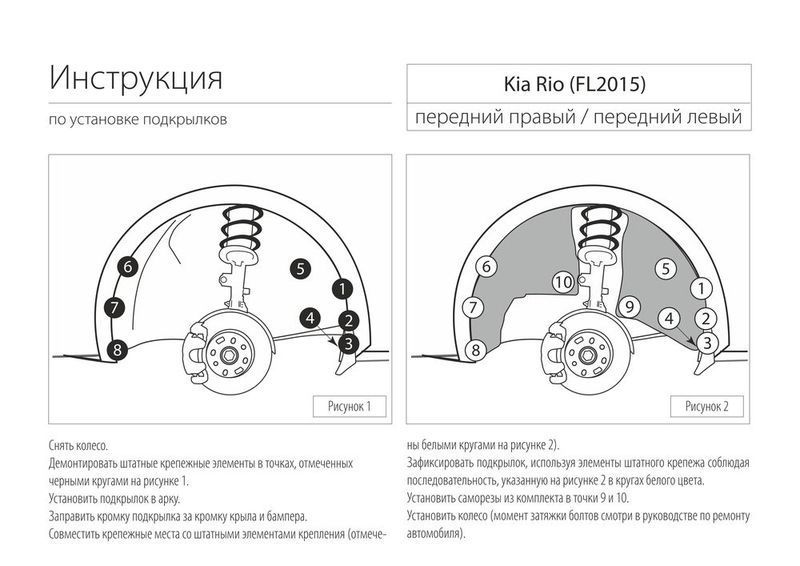 Подкрылок, RIVAL, для Kia Rio 2015-2017 передний правый 42803002 Rival