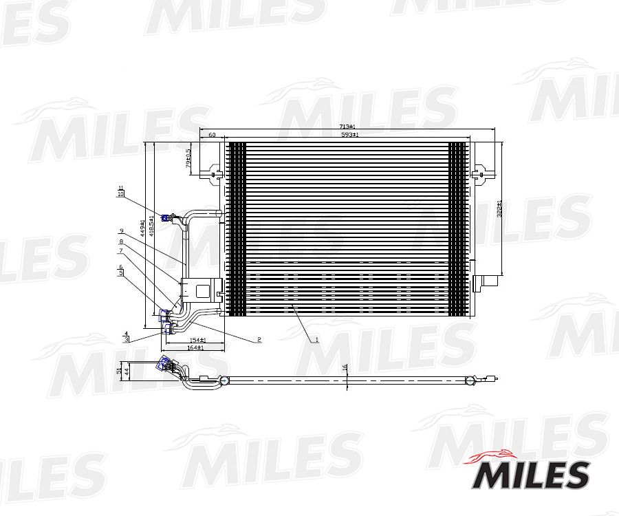 Радиатор кондиционера (паяный) VAG A4 / PASSAT 1.6-1.9 95-02) ACCB023 ACCB023 Miles