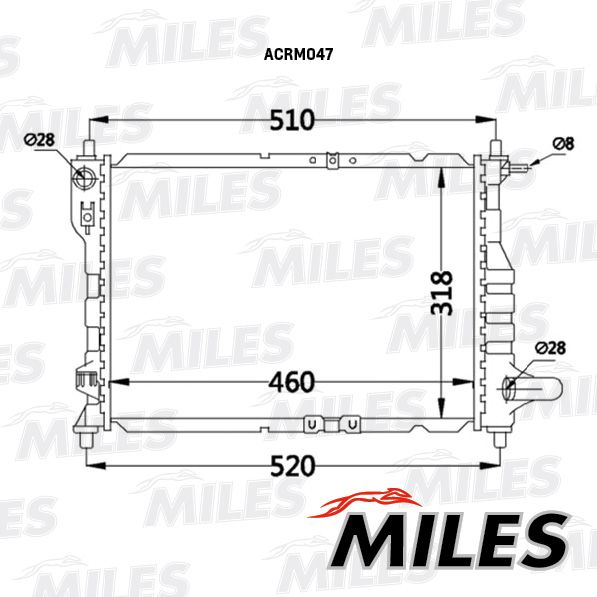 Радиатор, охлаждение двигателя ACRM047 Miles
