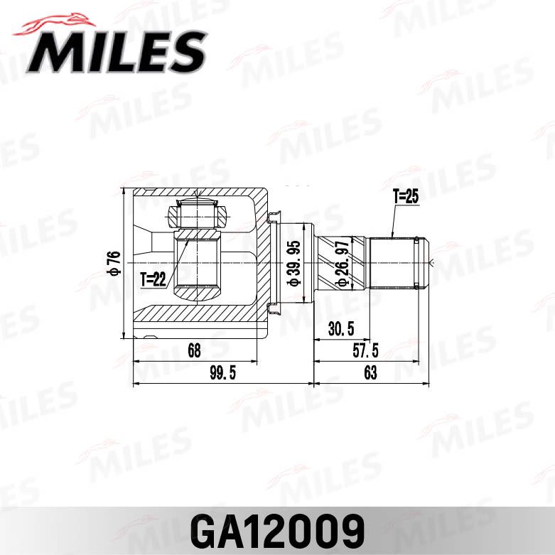 ШРУС внутренний правый NISSAN ALMERA B10RS 200601201211 GA12009 GA12009 Miles