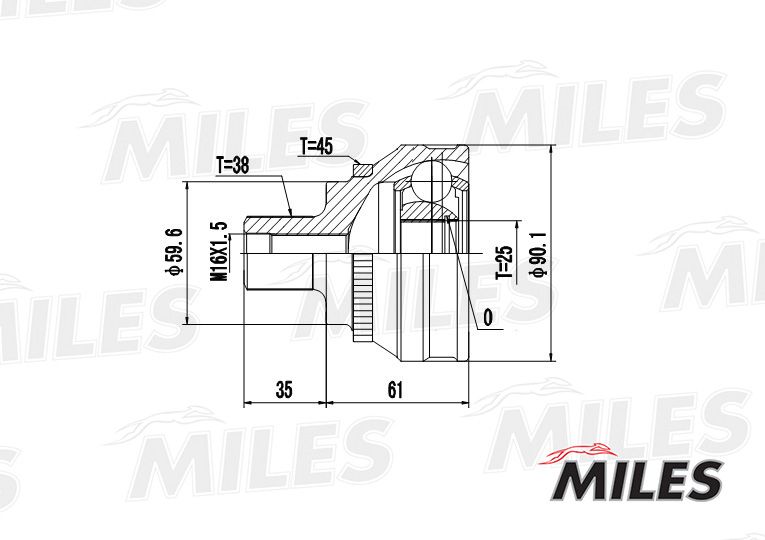 ШРУС наружный с ABS AUDI 100 1.8-2.4D 1982-1994 GA20003 Miles