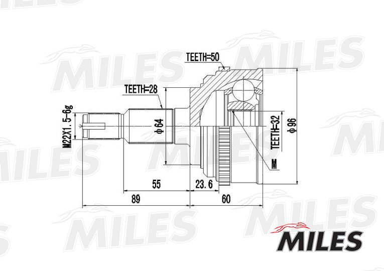 ШРУС наружный с ABS HONDA ACCORD VI/CR-V I/ODYSSEY I-II 2.0-2.3 1994-2003 GA20155 Miles