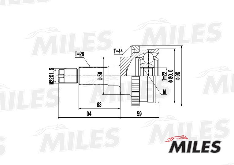 ШРУС наружный с ABS MAZDA 323 V/KIA SEPHIA 1.3-1.8 1993-1998 GA20215 Miles