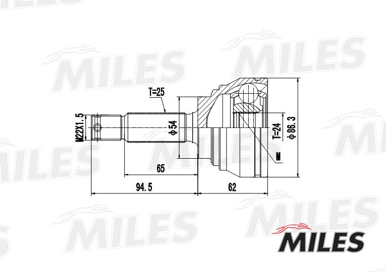 ШРУС внутренний передний для Mitsubishi Galant (E5) 1993-1997 GA20267 Miles