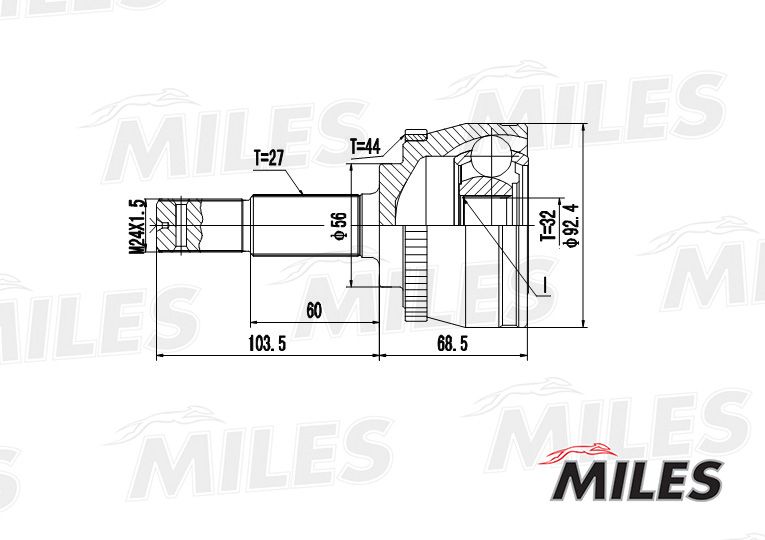 ШРУС наружный NISSAN PRIMERA 1620 9602 с ABS GKN 303447 GA20316 GA20316 Miles